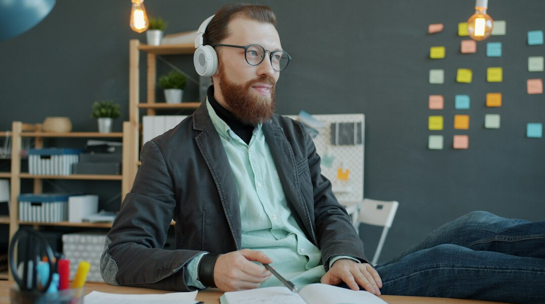 leader meditating in office