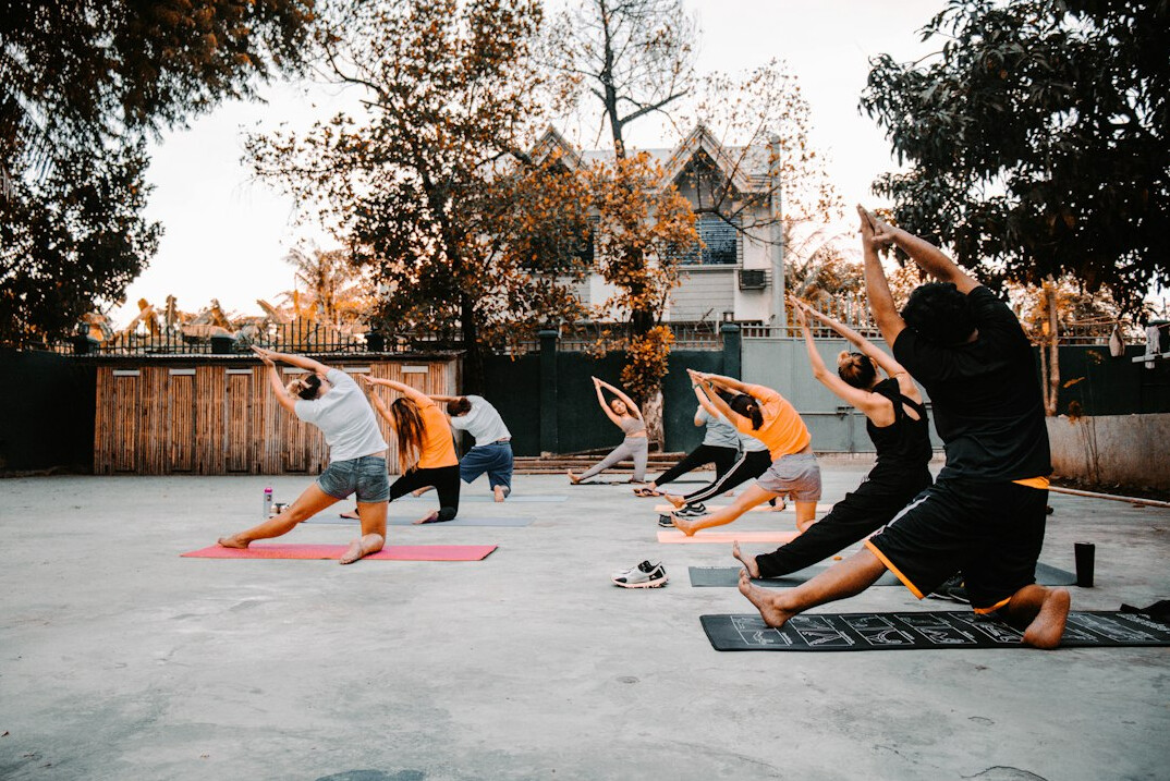 employees in yoga session