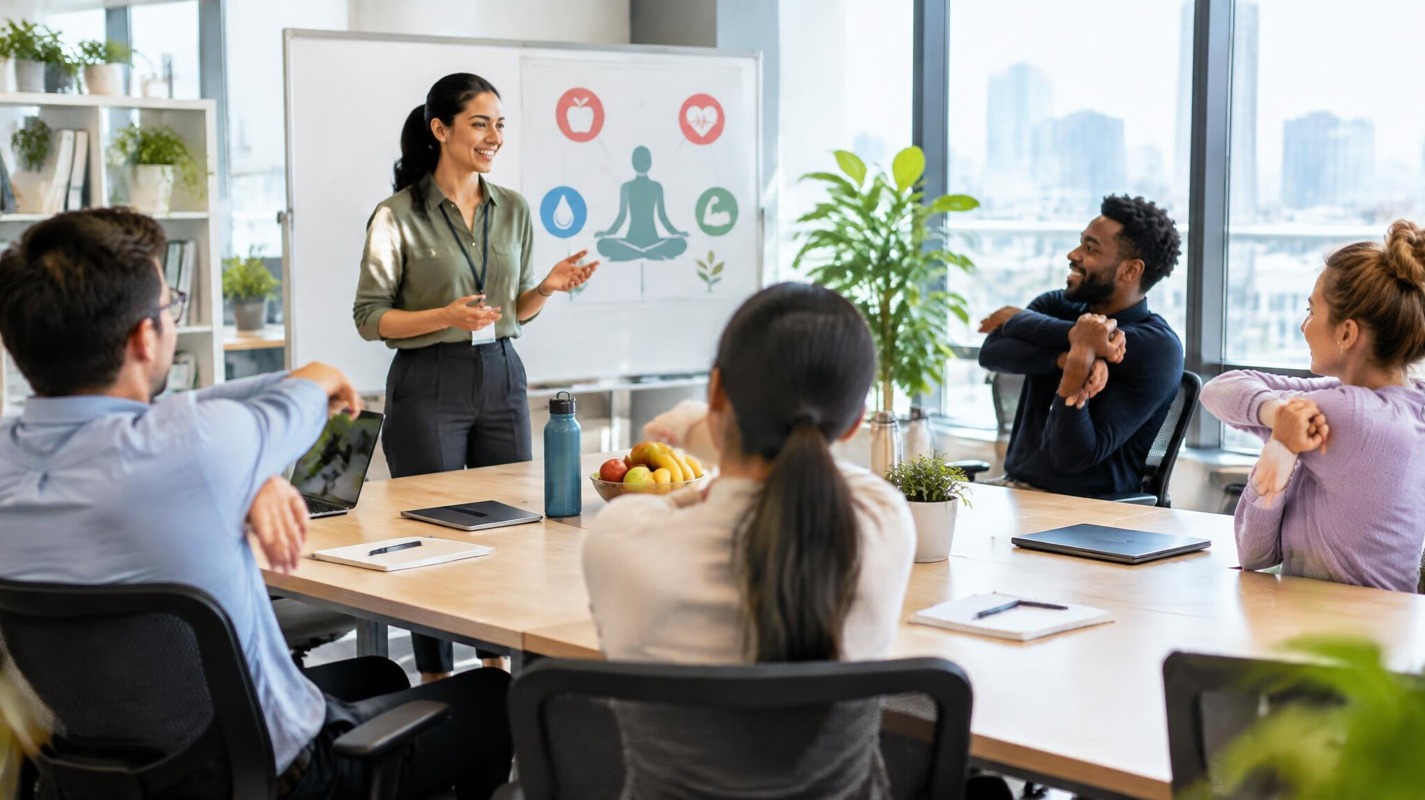 corporate team meeting wellness discussion